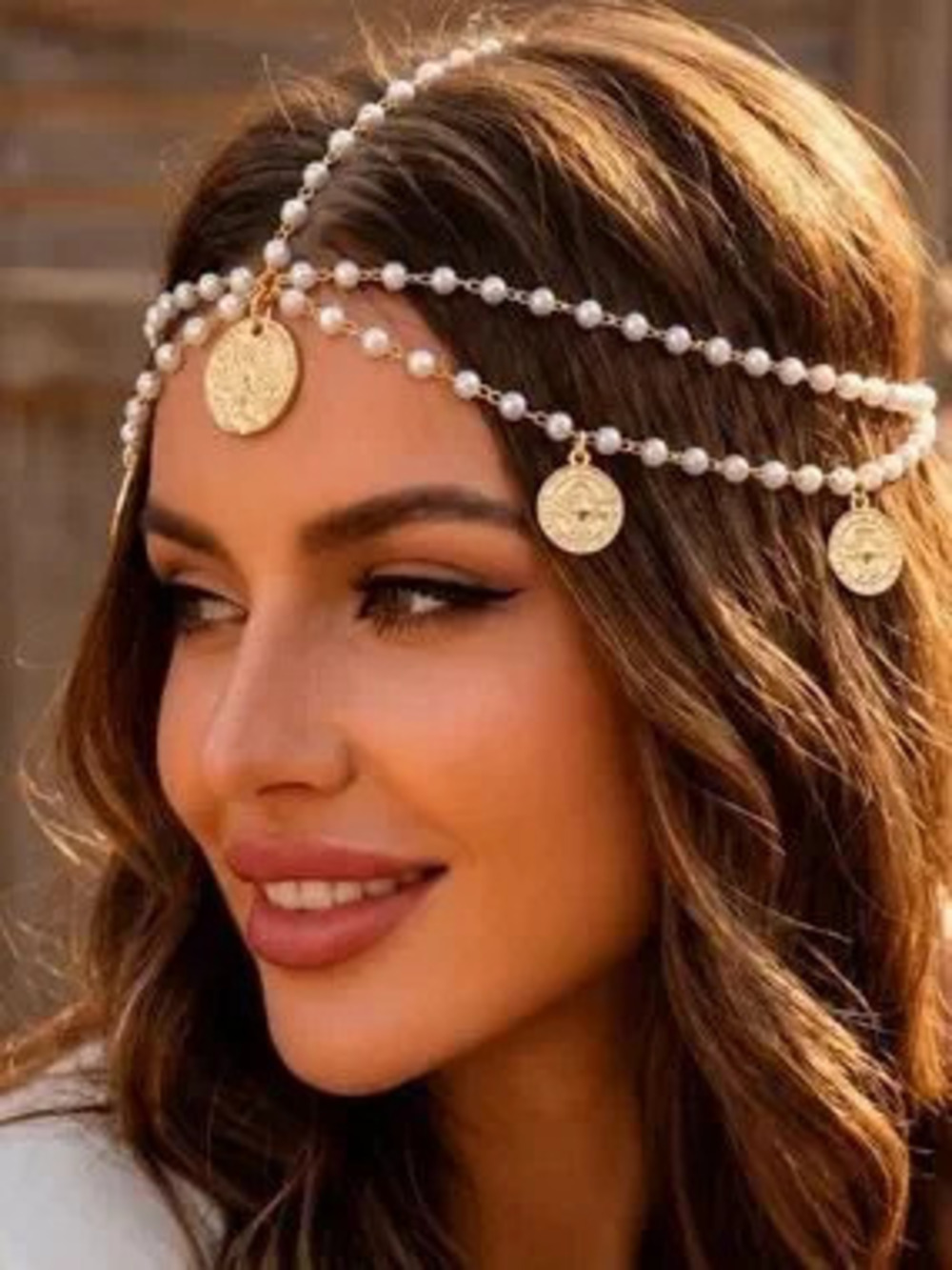 Luxe Boho Coin & Pearl Headpiece